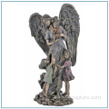 Tamaño natural de bronce Angel estatua madre y sus hijos